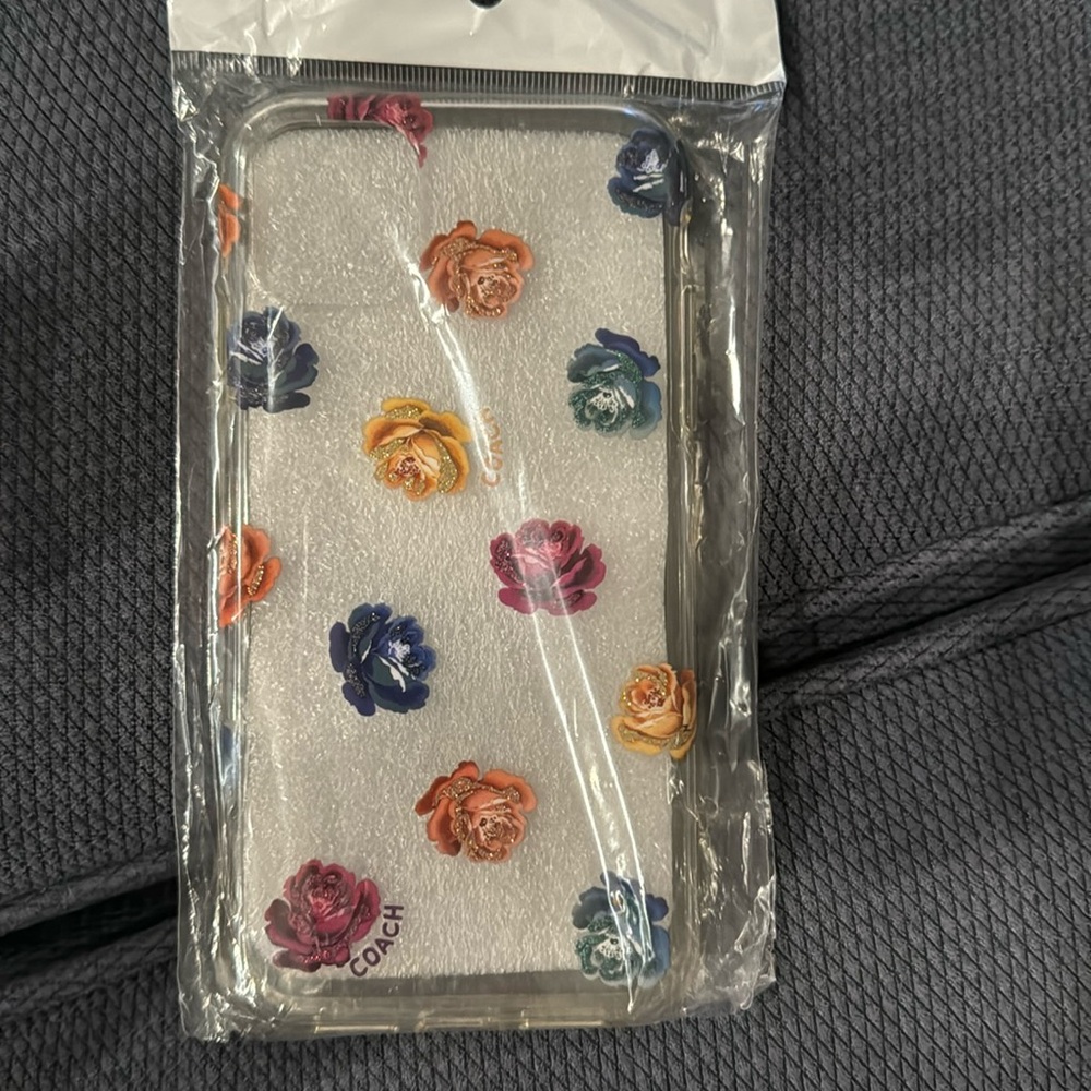 Coach cellphone case clear with flowers